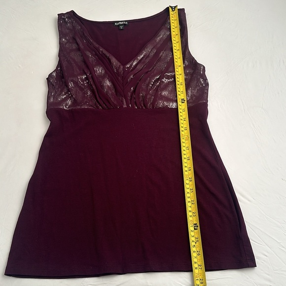 Express merlot rhinestone embellished sleeveless stretch top - Picture 10 of 13